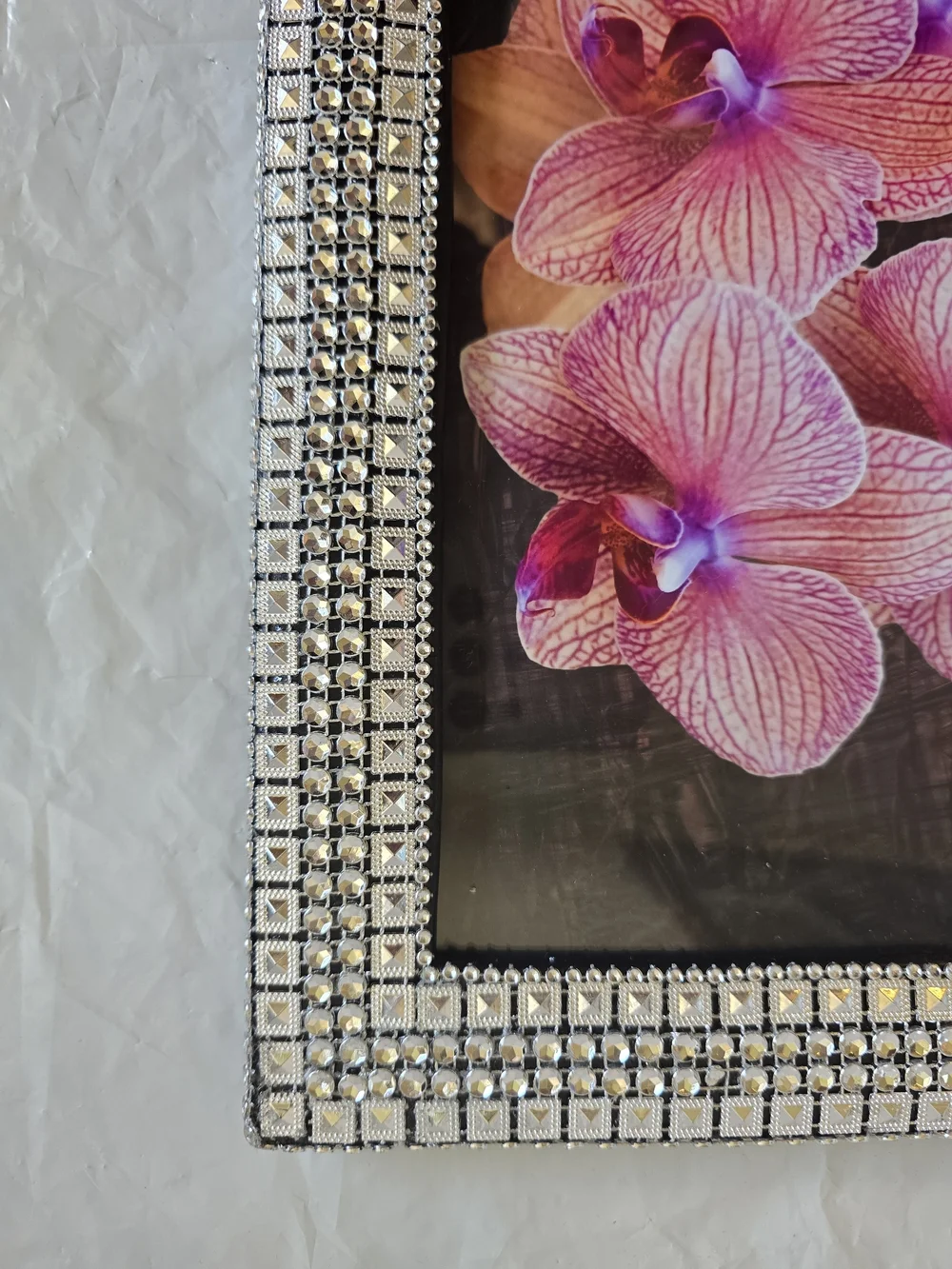 Framed Pink Orchid Wall Art New Heavy Handmade Frame 12x10 In Pic 8x10in